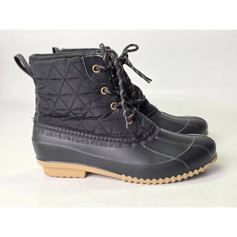 Magellan Outdoors Women's Duck Boots Size 8 B Black Rubber‎ Lace Up Shoes